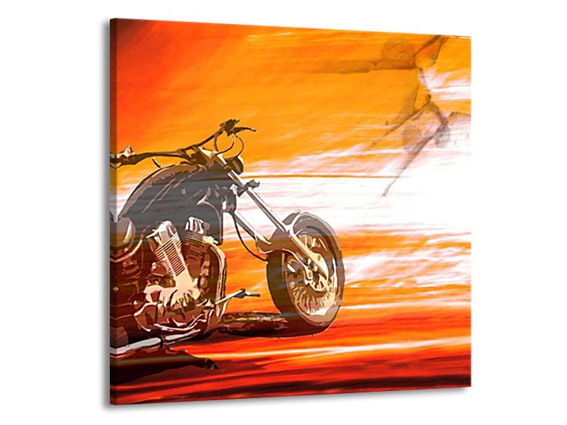Glas schilderij Motor | Geel, Oranje, Rood | 70x70cm 1Luik