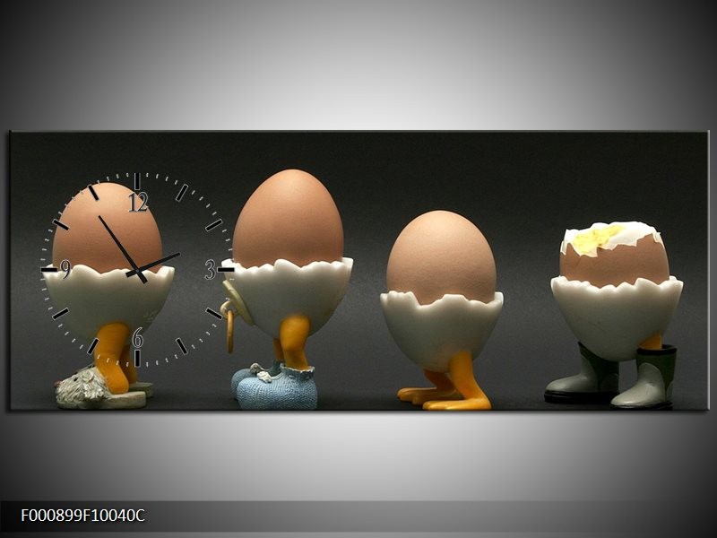 Klok schilderij Eieren | Wit, Blauw, Geel | 100x40cm 1Luik