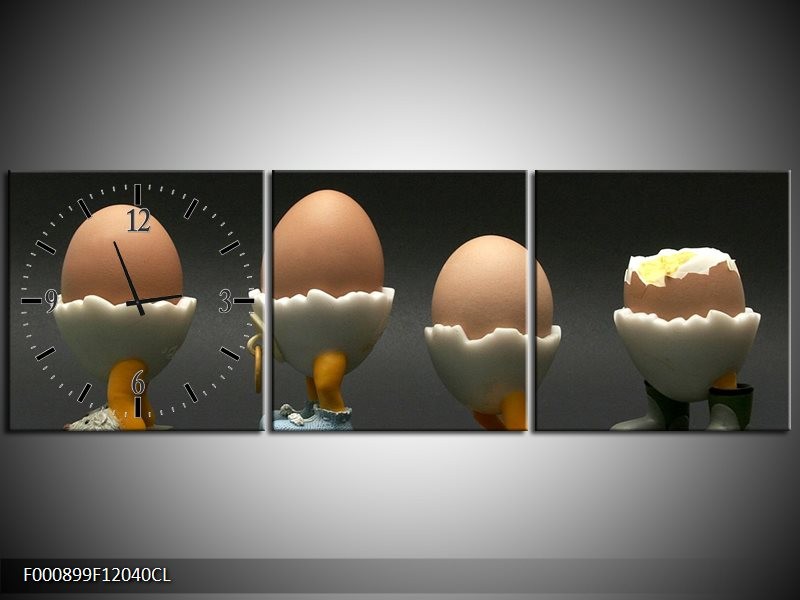 Klok schilderij Eieren | Wit, Blauw, Geel | 120x40cm 3Luik