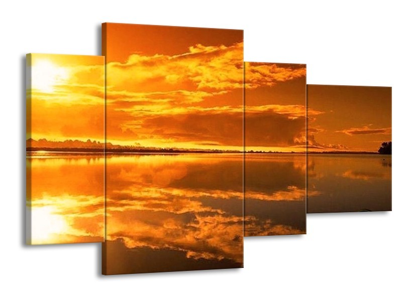 Glas schilderij Natuur | Oranje, Geel | 120x75cm 4Luik