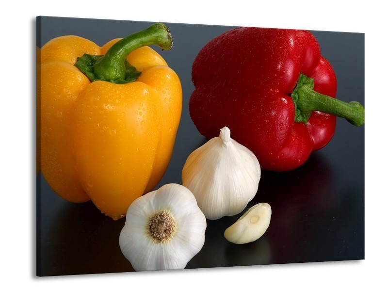 Canvas schilderij Paprika | Geel, Rood, Wit | 100x70cm 1Luik