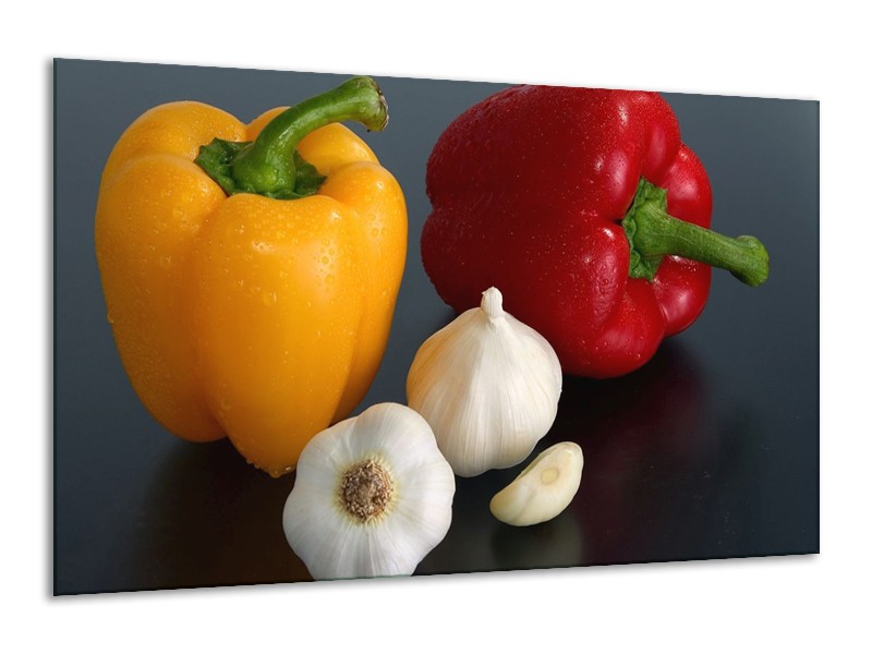Canvas schilderij Paprika | Geel, Rood, Wit | 120x70cm 1Luik
