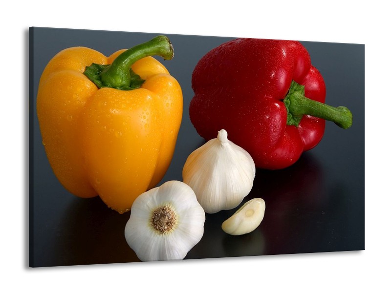 Canvas schilderij Paprika | Geel, Rood, Wit | 140x90cm 1Luik