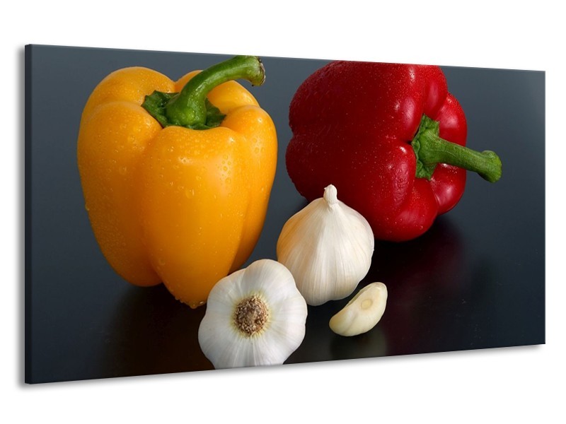 Canvas schilderij Paprika | Geel, Rood, Wit | 190x100cm 1Luik
