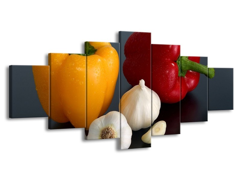 Canvas schilderij Paprika | Geel, Rood, Wit | 210x100cm 7Luik