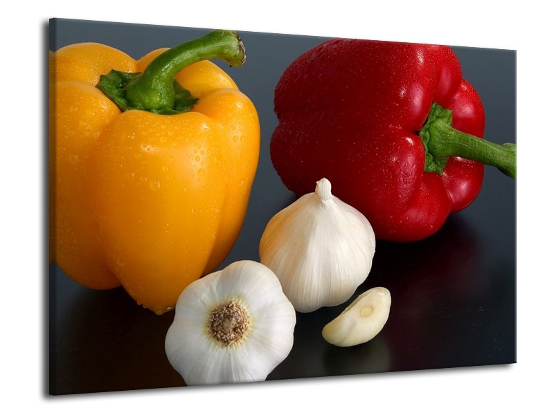 Canvas schilderij Paprika | Geel, Rood, Wit | 70x50cm 1Luik