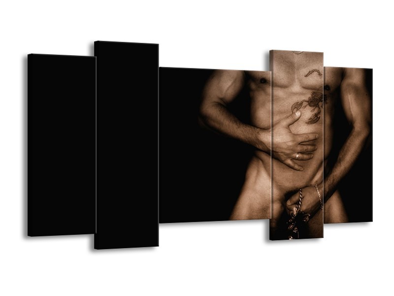 Canvas schilderij Lichaam | Zwart, Sepia | 120x65 5Luik