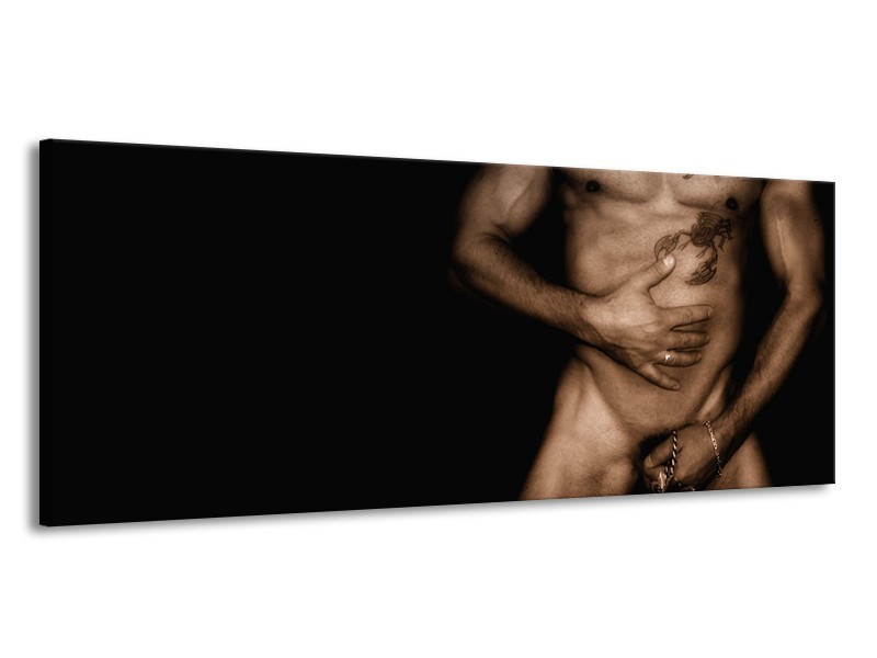 Canvas schilderij Lichaam | Zwart, Sepia | 145x58cm 1Luik