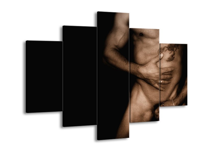 Canvas schilderij Lichaam | Zwart, Sepia | 150x105cm 5Luik