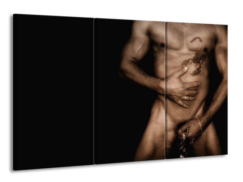 Canvas schilderij Lichaam | Zwart, Sepia | 165x100cm 3Luik