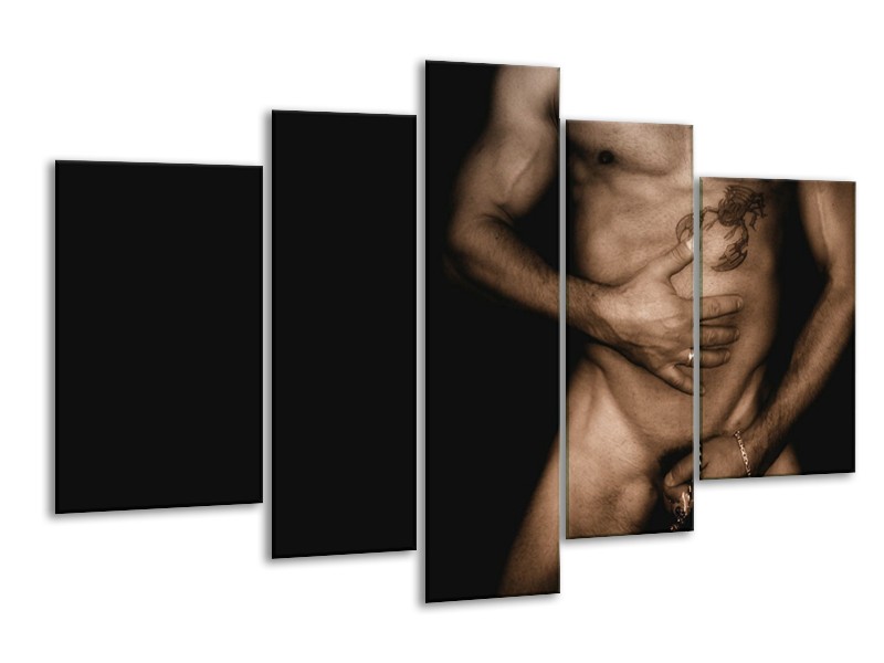 Canvas schilderij Lichaam | Zwart, Sepia | 170x100cm 5Luik