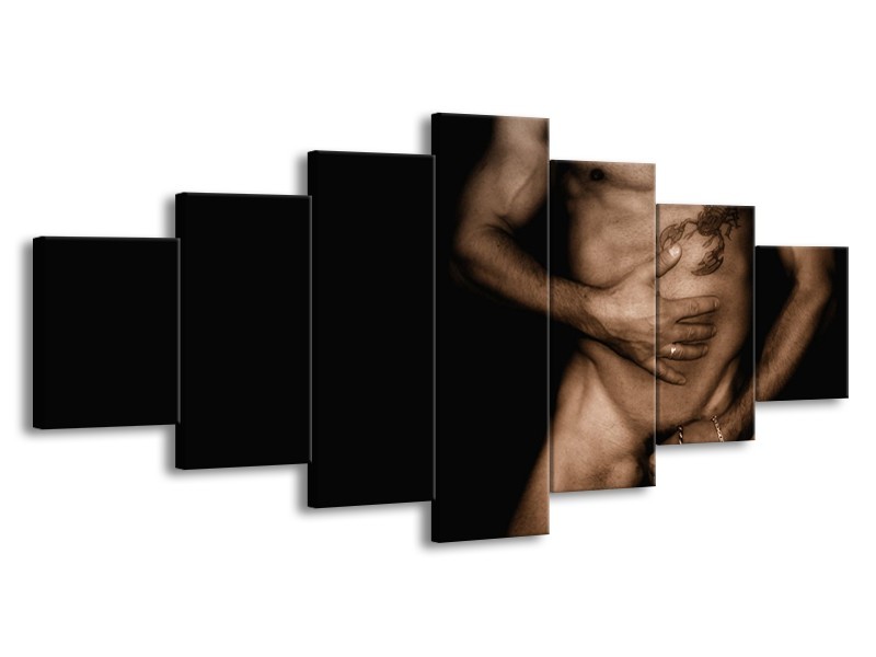 Canvas schilderij Lichaam | Zwart, Sepia | 210x100cm 7Luik