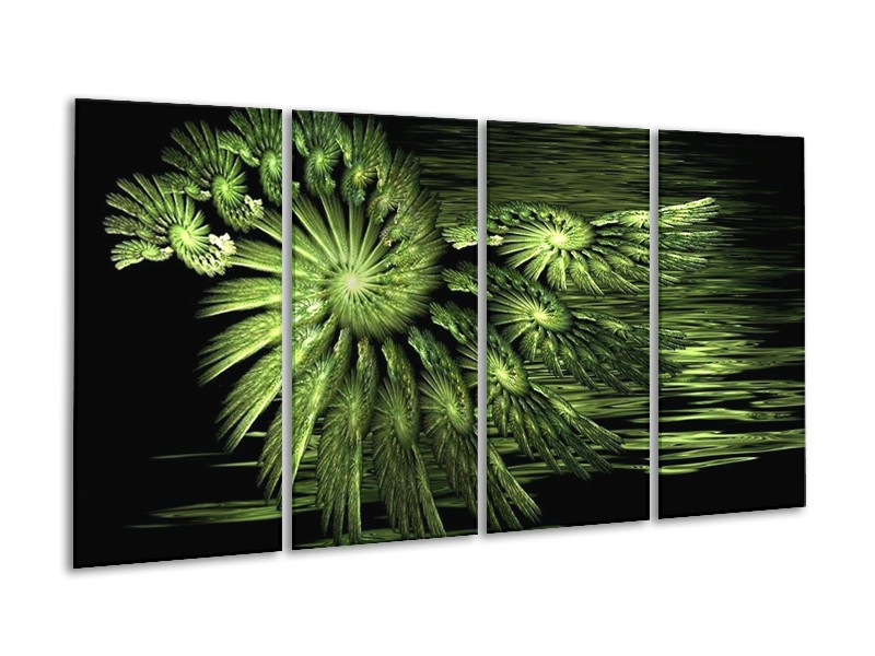 Canvas schilderij Abstract | Groen, Zwart | 160x80cm 4Luik