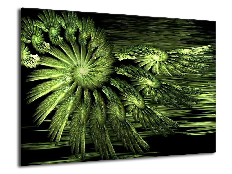 Canvas schilderij Abstract | Groen, Zwart | 70x50cm 1Luik