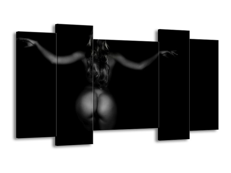 Canvas schilderij Vrouw | Zwart, Grijs | 120x65 5Luik