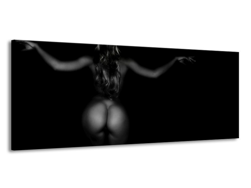 Canvas schilderij Vrouw | Zwart, Grijs | 145x58cm 1Luik