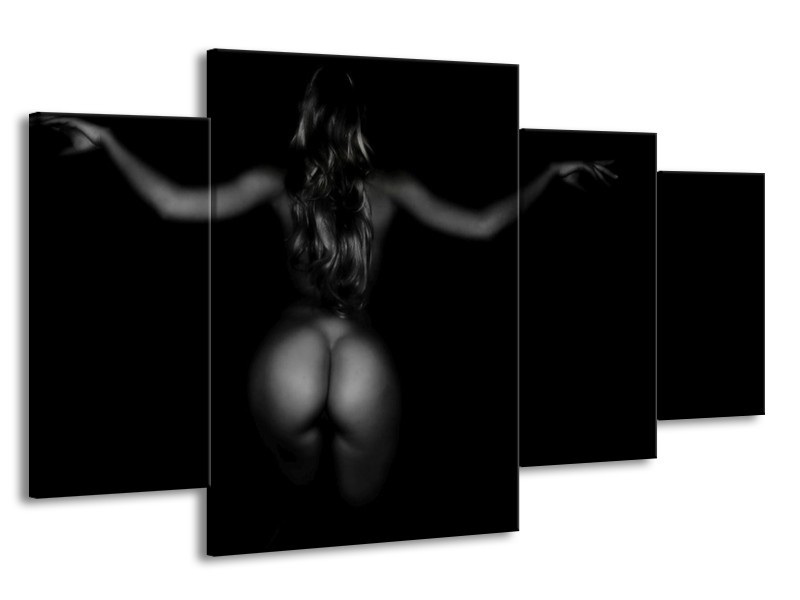 Glas schilderij Vrouw | Zwart, Grijs | 160x90cm 4Luik