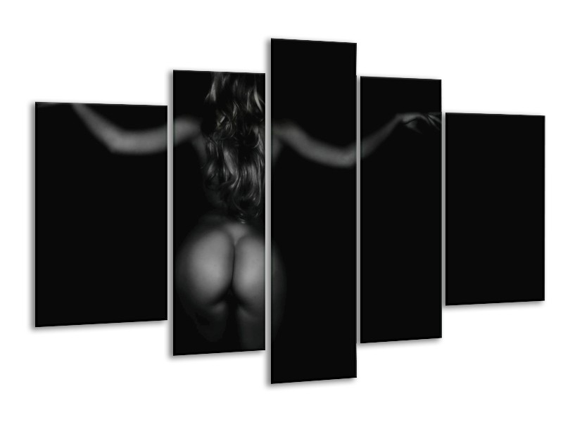 Canvas schilderij Vrouw | Zwart, Grijs | 170x100cm 5Luik