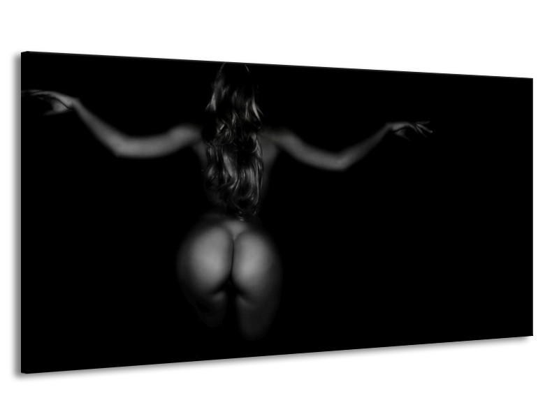 Canvas schilderij Vrouw | Zwart, Grijs | 170x90cm 1Luik