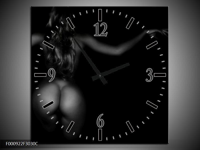 Klok schilderij Vrouw | Zwart, Grijs | 30x30cm 1Luik