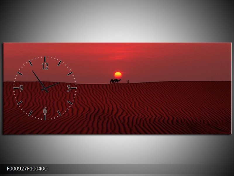 Klok schilderij Woestijn | Rood, Geel, Zwart | 100x40cm 1Luik