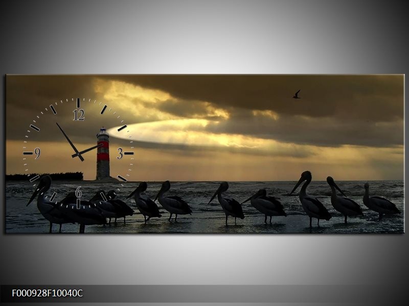 Klok schilderij Vogels | Geel, Zwart, Wit | 100x40cm 1Luik