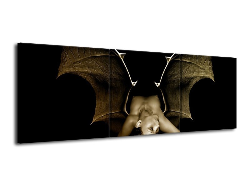 Canvas schilderij Lichaam | Zwart, Wit, Grijs | 120x40cm 3Luik