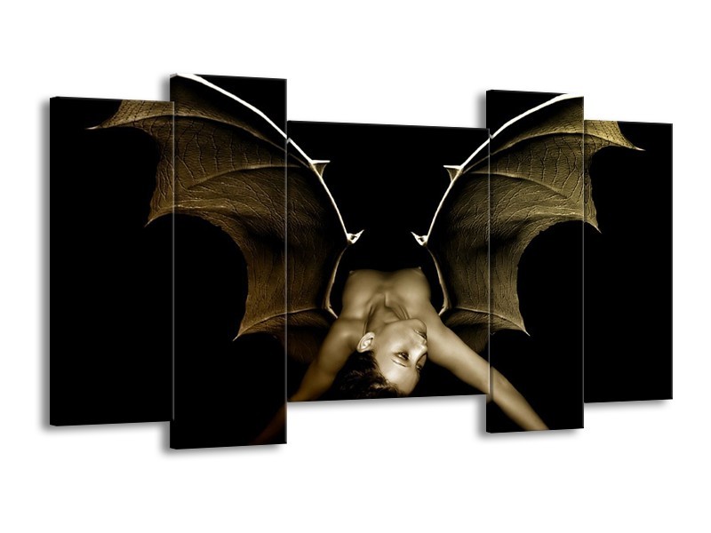 Canvas schilderij Lichaam | Zwart, Wit, Grijs | 120x65 5Luik