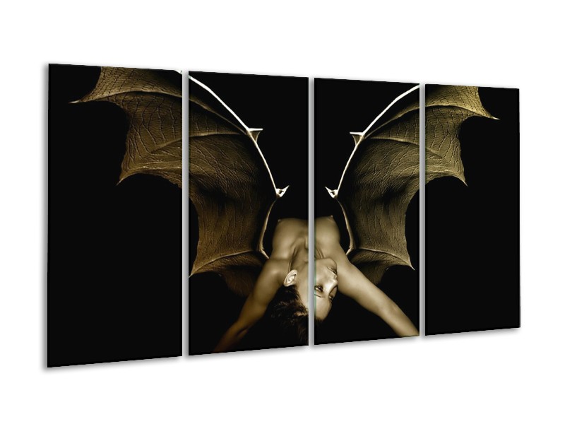 Canvas schilderij Lichaam | Zwart, Wit, Grijs | 160x80cm 4Luik