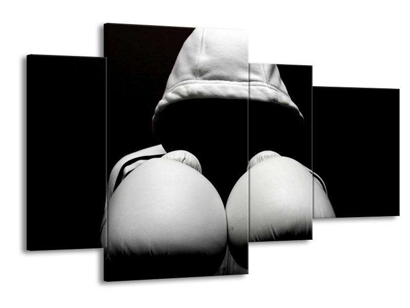 Canvas schilderij Sport | Wit, Zwart, Grijs | 120x75cm 4Luik