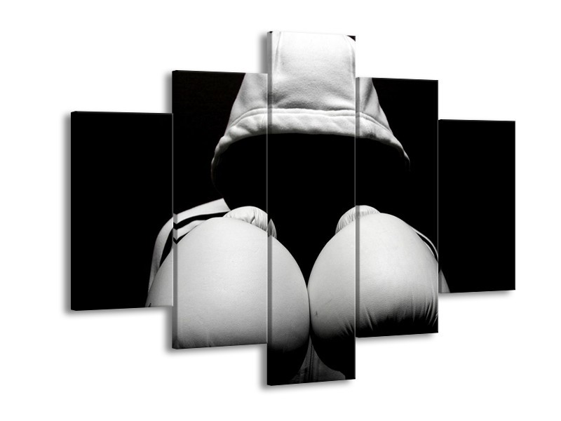 Canvas schilderij Sport | Wit, Zwart, Grijs | 150x105cm 5Luik