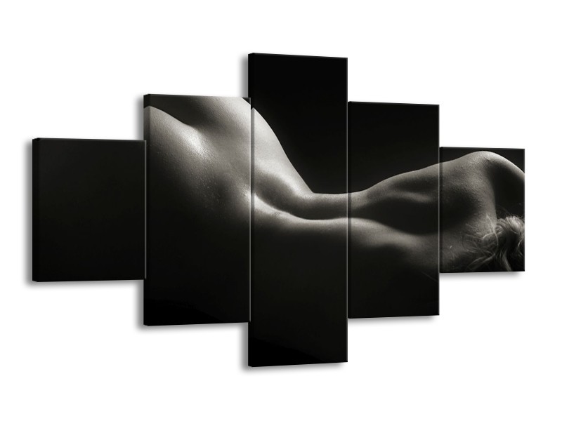 Canvas schilderij Lichaam | Zwart, Wit, Grijs | 125x70cm 5Luik