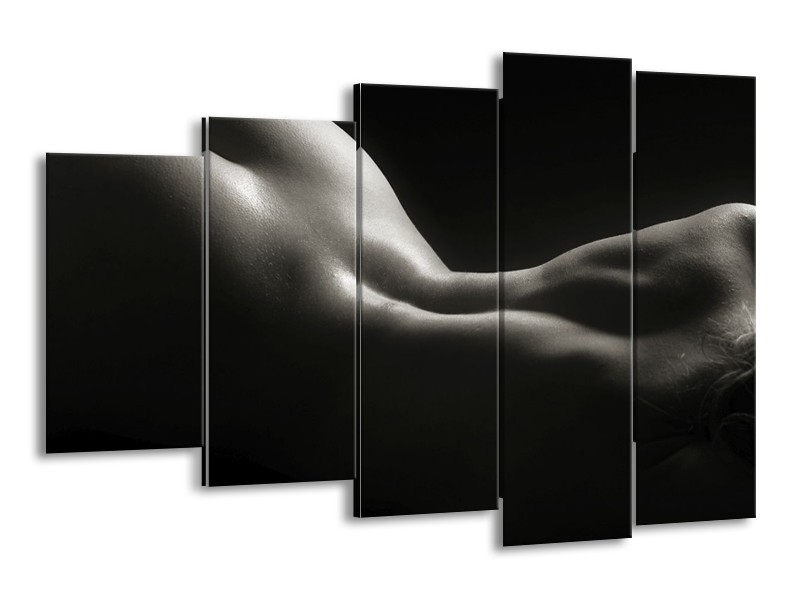 Canvas schilderij Lichaam | Zwart, Wit, Grijs | 150x100cm 5Luik