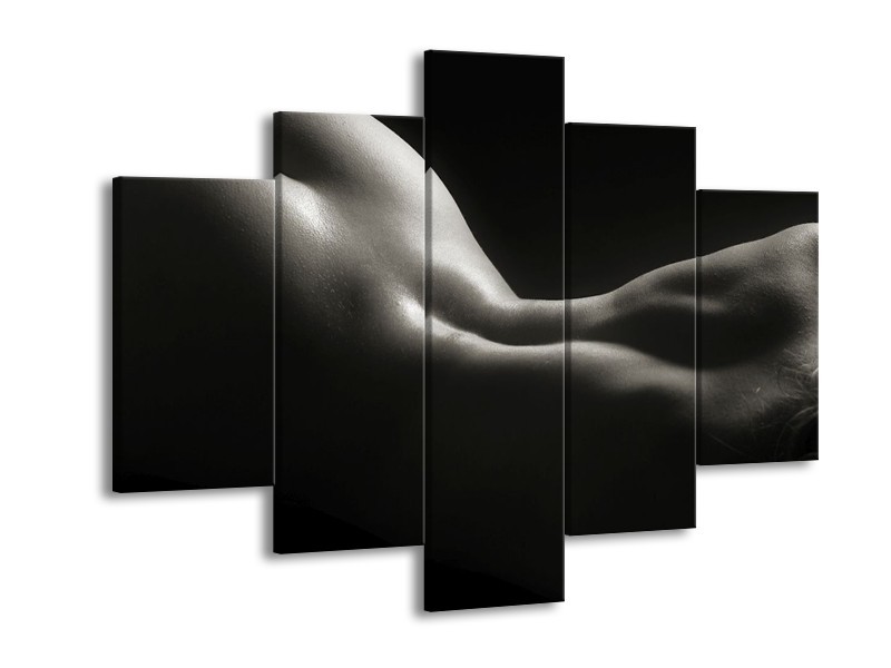 Canvas schilderij Lichaam | Zwart, Wit, Grijs | 150x105cm 5Luik