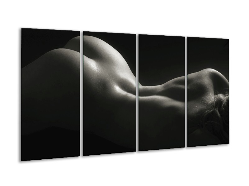Canvas schilderij Lichaam | Zwart, Wit, Grijs | 160x80cm 4Luik