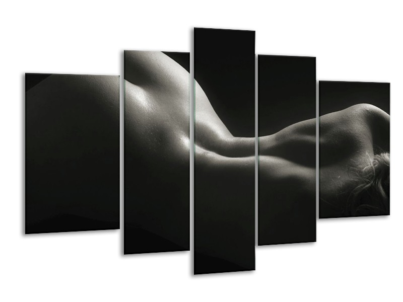 Canvas schilderij Lichaam | Zwart, Wit, Grijs | 170x100cm 5Luik