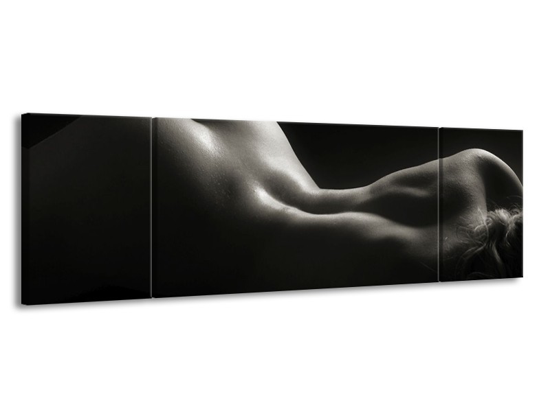 Canvas schilderij Lichaam | Zwart, Wit, Grijs | 170x50cm 3Luik