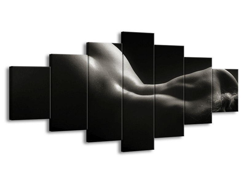 Canvas schilderij Lichaam | Zwart, Wit, Grijs | 210x100cm 7Luik