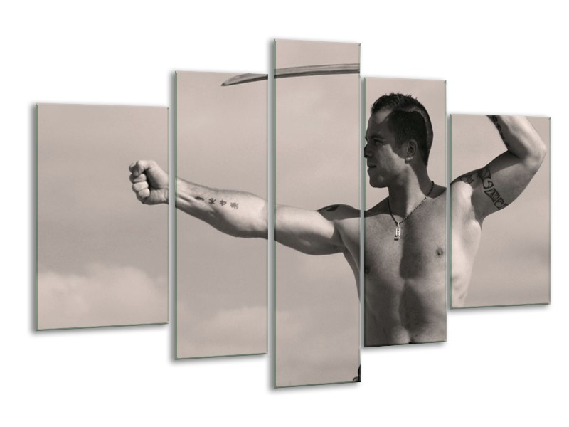 Canvas schilderij Man | Grijs, Zwart | 170x100cm 5Luik