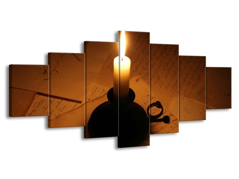 Canvas schilderij Kaars | Geel, Bruin, Zwart | 210x100cm 7Luik