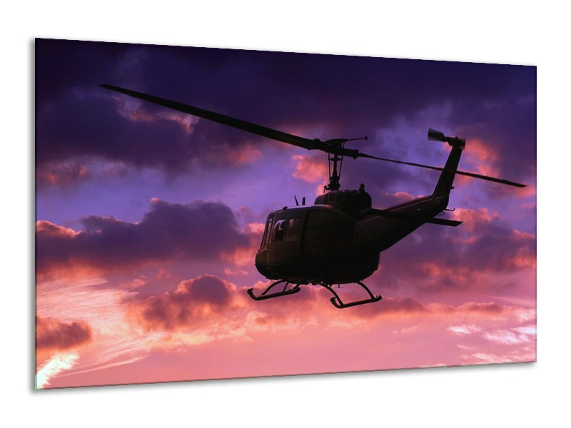 Canvas schilderij Helikopter | Paars, Zwart | 120x70cm 1Luik
