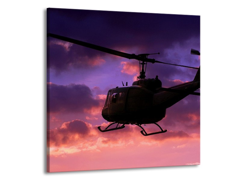 Canvas schilderij Helikopter | Paars, Zwart | 70x70cm 1Luik