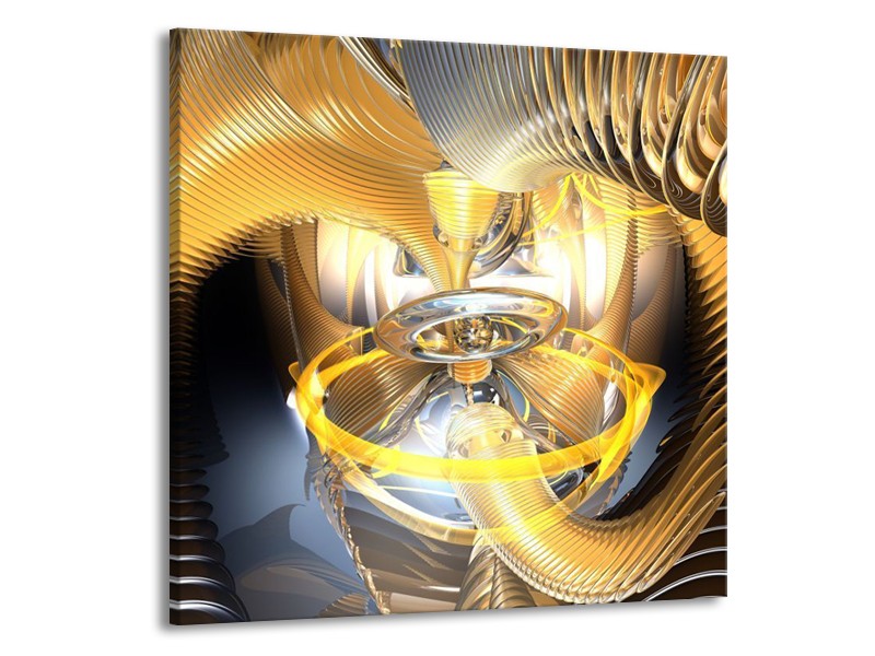 Canvas schilderij Abstract | Geel, Goud, Bruin | 50x50cm 1Luik