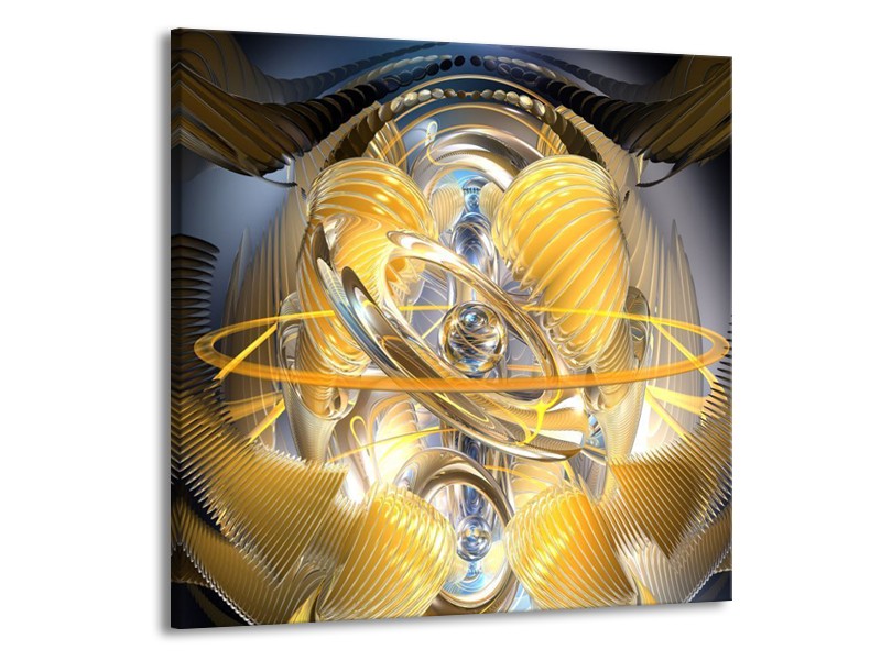 Canvas schilderij Abstract | Geel, Goud, Bruin | 70x70cm 1Luik
