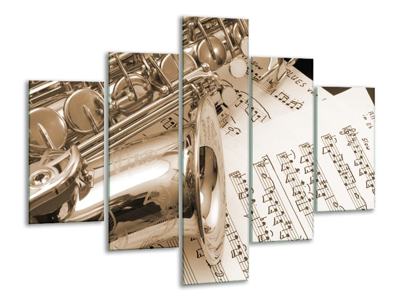 Glas schilderij Muziek | Wit, Grijs | 100x70cm 5Luik