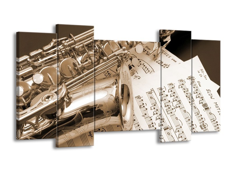 Glas schilderij Muziek | Wit, Grijs | 120x65cm 5Luik