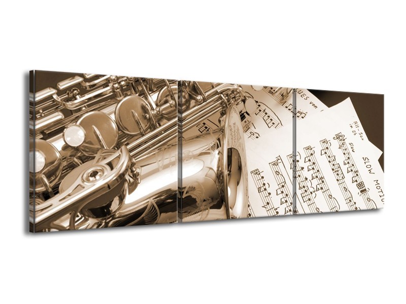 Glas schilderij Muziek | Wit, Grijs | 150x50cm 3Luik