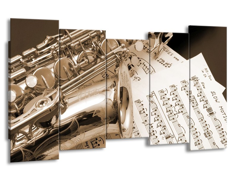 Glas schilderij Muziek | Wit, Grijs | 150x80cm 5Luik