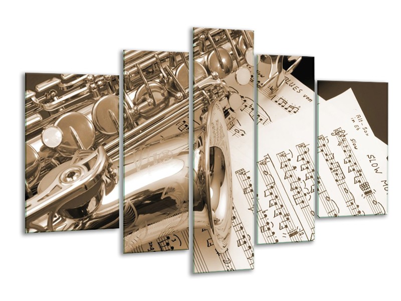 Glas schilderij Muziek | Wit, Grijs | 170x100cm 5Luik