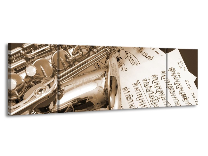 Glas schilderij Muziek | Wit, Grijs | 170x50cm 3Luik